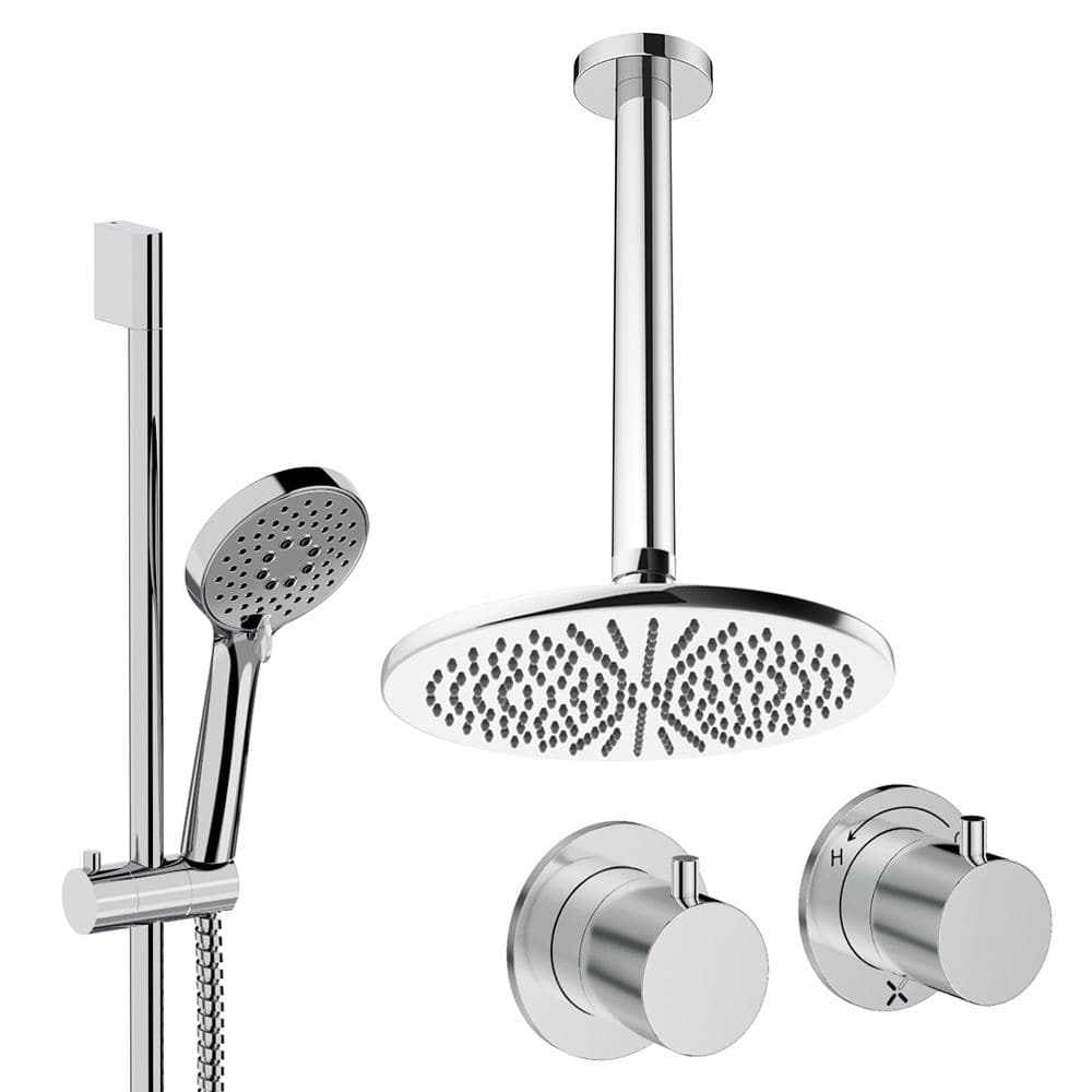 UK Bathroom Store Concealed Shower Set Crosswater Module Shower Set 2 with Riser Rail Kit and Overhead Shower