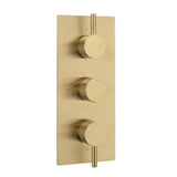 Sagittarius Concealed Shower Valve Brushed Brass Sagittarius Ergo Lever 3 Outlet, 3 Handle Concealed Thermostatic Shower Valve