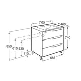 Roca Wall Mounted Vanity Unit Roca Aleyda 700mm Floor Standing Three Drawer Vanity Unit with Basin