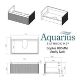 Aquarius Bathrooms Wall Mounted Vanity Unit Aquarius Sophie Wall Hung One Drawer Vanity Unit with 1 Tap Hole Basin