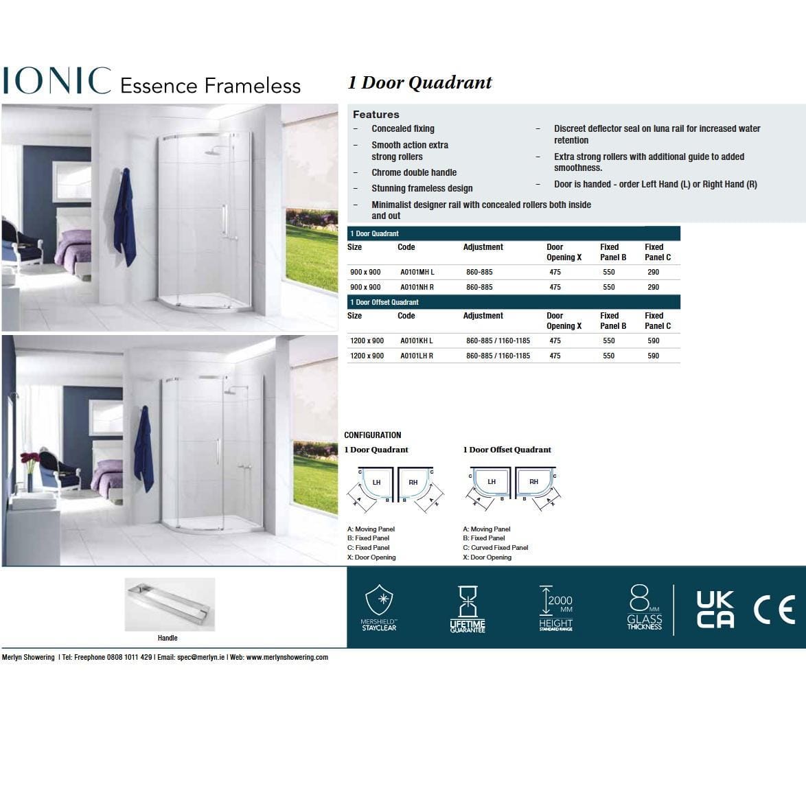 Merlyn Quadrant Shower Enclosure Merlyn Ionic Essence Frameless 8mm 1 Door Offset Quadrant Shower Enclosure