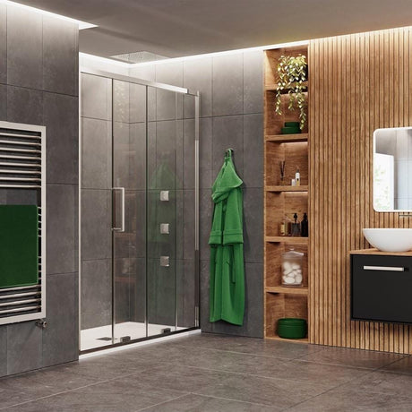 Crosswater Sliding Shower Doors Crosswater Optix 10 Sliding Door 1400mm in Polished Stainless Steel