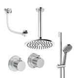 UK Bathroom Store Concealed Shower Set Chrome / Ceiling Arm / 200mm Crosswater Module Shower Set 7 - 3 Outlet with Riser Rail Kit, Overhead Shower and Overflow Bath Filler
