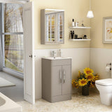 Imex Floor Standing Matt Ash Imex Suburb Floor Standing 500mm Double Door Vanity Unit with Basin