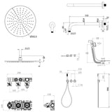 UK Bathroom Store Concealed Shower Set Crosswater Module Shower Set 9 - 3 Outlet with Pencil Handset, Overhead Shower and Overflow Filler