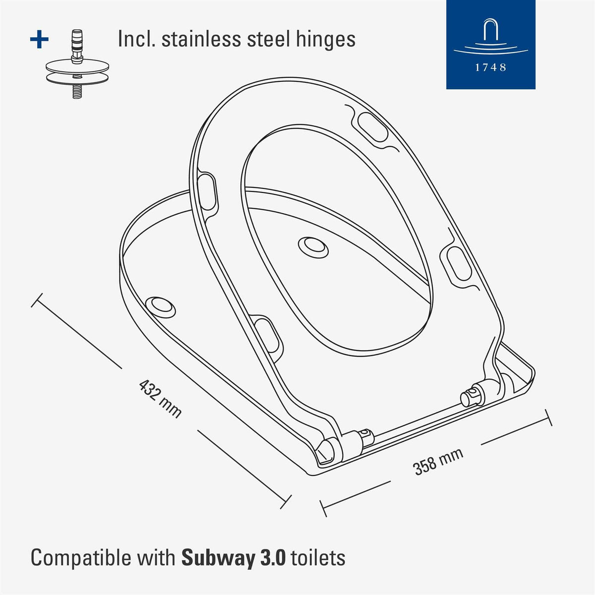 Villeroy & Boch Toilet Seat Villeroy & Boch Subway 3.0 Wrapover Soft Close, Quick Release Toilet Seat in White Alpin