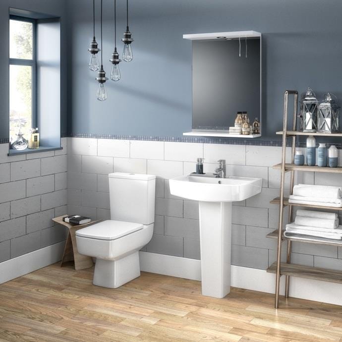 Aquarius Bathrooms Pedestal Basin Aquarius Squared 600mm One Tap Hole Basin with Pedestal