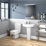 Aquarius Bathrooms Pedestal Basin Aquarius Squared 600mm One Tap Hole Basin with Pedestal