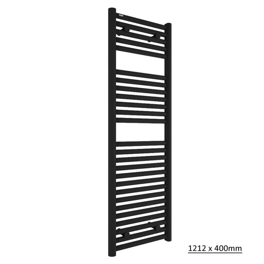 Tissino Ladder Rails 1212 x 400 / Central Heating Tissino Hugo2 Designer Towel Radiator in Matt Black