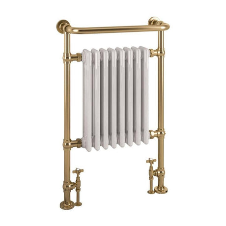 Eastbourne Inset Radiator Eastbrook Isbourne Straight Vertical Traditional Radiator in Brushed Brass/Gloss White