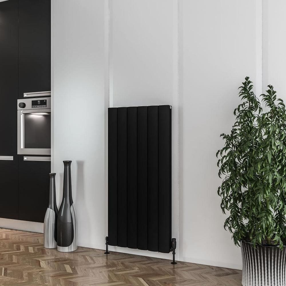 Eastbrook Panel Radiator 1200 x 565mm Eastbrook Guardia Straight Vertical Aluminium Radiator in Matt Black
