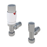 Eastbrook Radiator Valve Chrome/Gloss White Eastbrook Darlington Angled Thermostatic Radiator Valve with Lockshield (Pair)