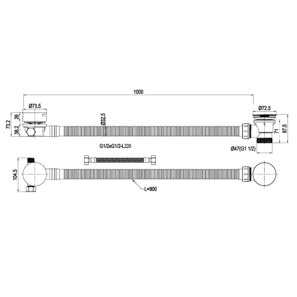 Crosswater Bath Waste Crosswater 3ONE6 Bath Filler with Waste