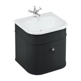 Burlington Wall Mounted Vanity Unit Matt Black / Ceramic Basin - 3 Tap Hole / Chrome Burlington Chalfont 550mm Wall Mounted Single Drawer Vanity Unit with Basin