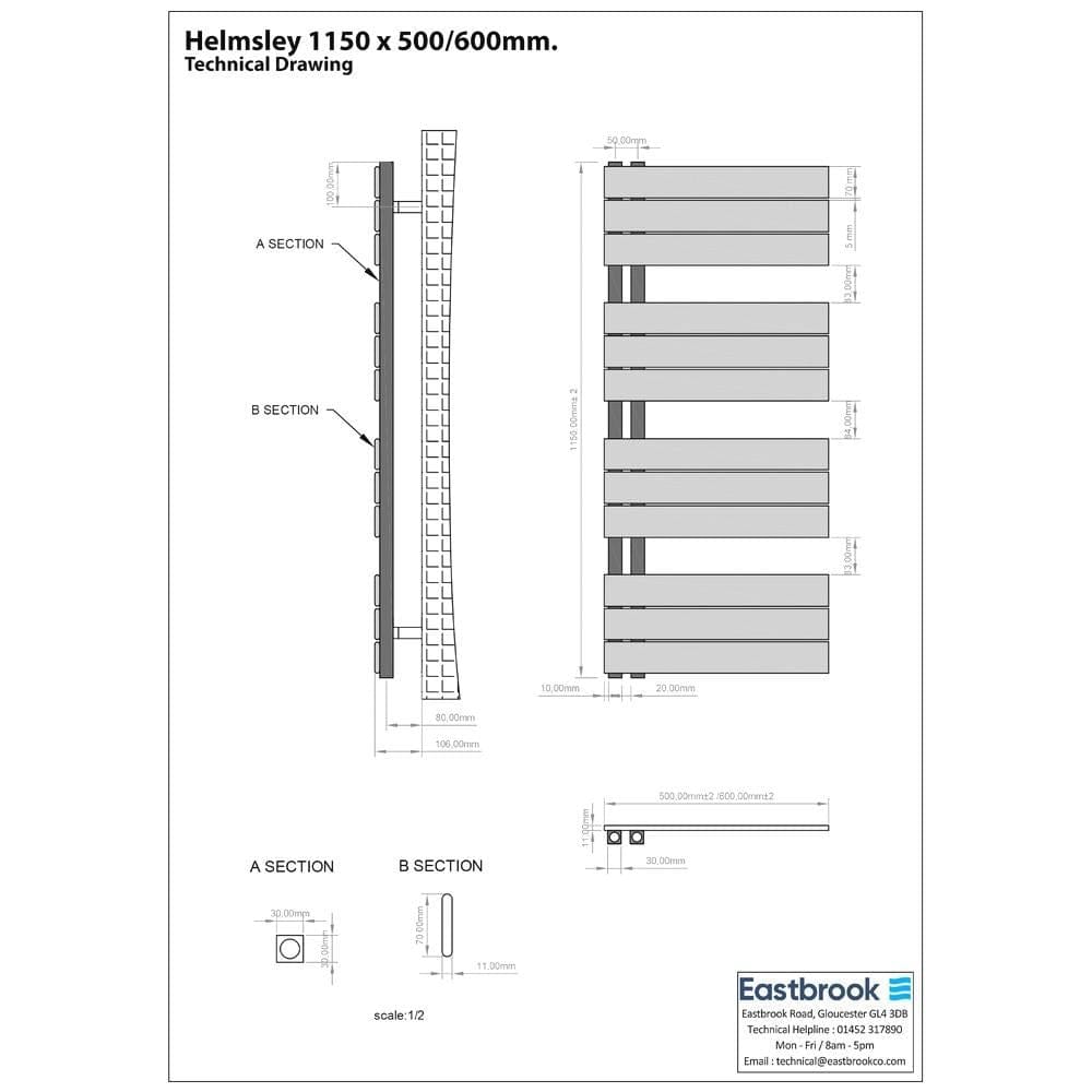 Eastbrook Designer Towel Rail Eastbrook Helmsley Straight Vertical Designer Towel Rail in Matt Black