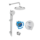 Roca Concealed Shower Set Chrome Roca T-500 Round Thermostatic Concealed Shower Valve with Rainshower Head, Shower Handset and Slide Rail Set