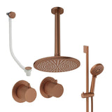 UK Bathroom Store Concealed Shower Set Brushed Bronze / Ceiling Arm / 300mm Crosswater Module Shower Set 7 - 3 Outlet with Riser Rail Kit, Overhead Shower and Overflow Bath Filler