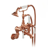 Vado Bath Shower Mixer Brushed Bronze/Crackled White Booth & Co. Axbridge Lever Wall Mounted Bath Shower Mixer with Traditional Shower Handset