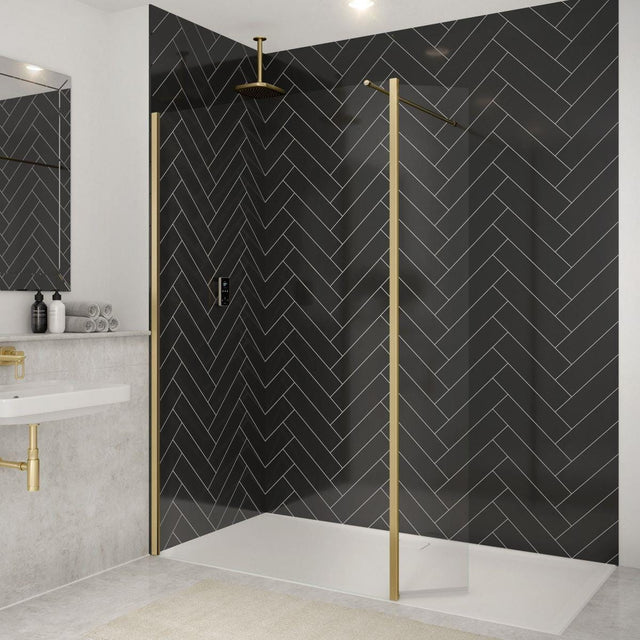 Merlyn Wetroom Panel Brushed Brass / 300mm Merlyn 8mm Wet Room Swivel Panel