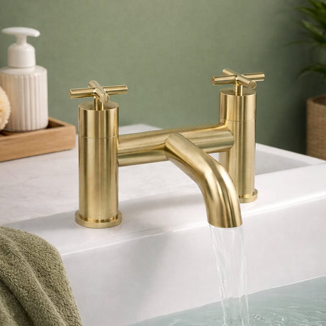 JTP Bath Mixer Brushed Brass JTP Solex Deck Mounted Bath Mixer Tap