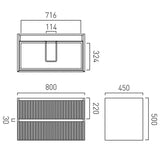 Vado Wall Mounted Vanity Unit Vado Groove Fluted Wall Mounted Two Drawer Vanity Unit with Basin