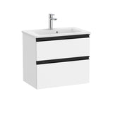 Roca Wall Mounted Vanity Unit Matt White Roca The Gap Compact Wall Mounted 600mm Two Drawer Vanity Unit with Basin