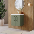 Aquarius Wall Mounted Vanity Unit Satin Green Aquarius Brisbane 500mm Wall Hung 2 Door Vanity Unit with 1 Tap Hole Mid Edge Basin