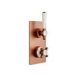Vado Concealed Shower Valve Brushed Bronze/Crackled White Booth & Co. Axbridge 2 Outlet, 2 Handle Concealed Thermostatic Shower Valve