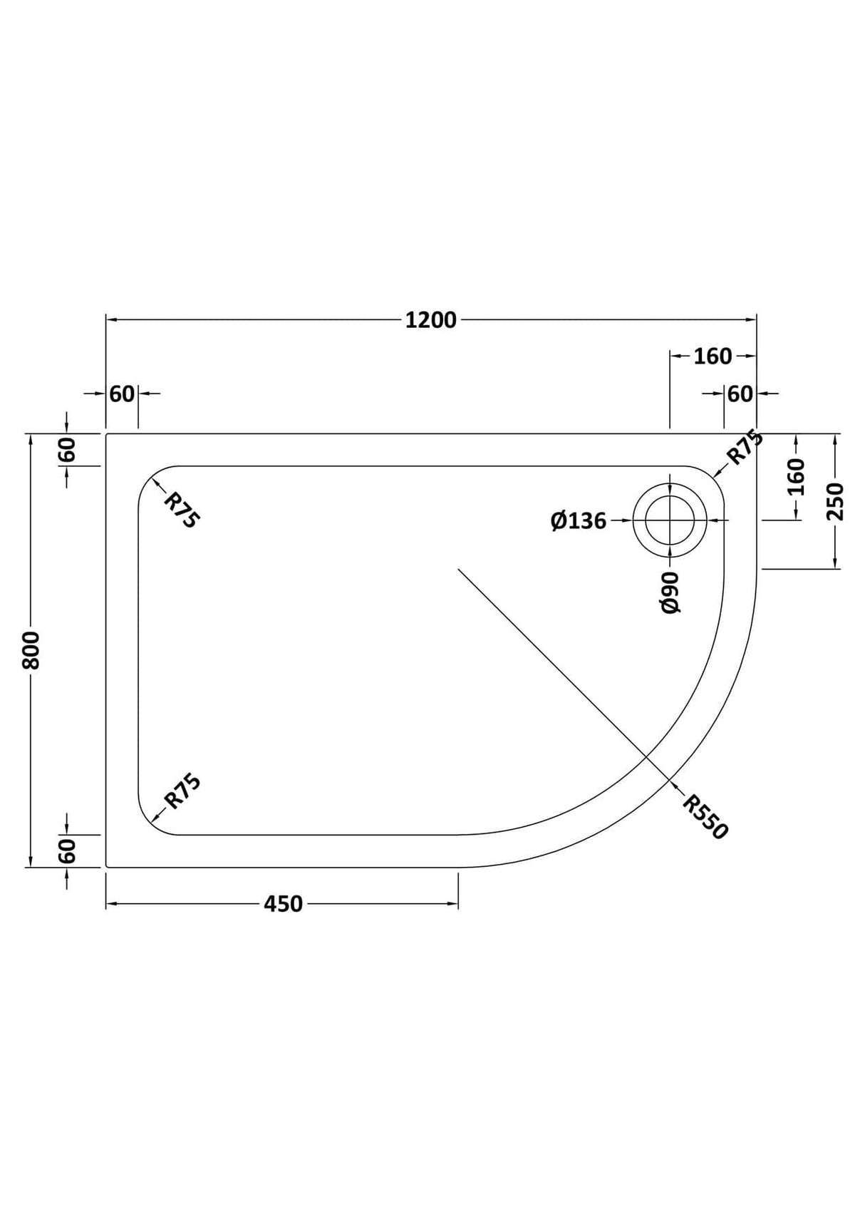 Aquarius Quadrant Shower Tray Aquarius Urbano Offset Quadrant 45mm Stone Resin Shower Tray in White
