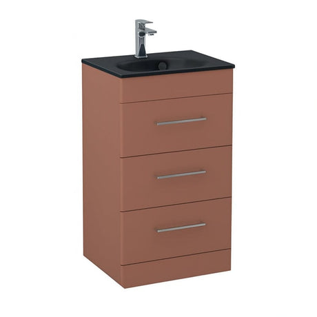 Imex Floor Standing Vanity Unit Terracotta / Black Imex Croma Floor Standing Three Door 500mm Vanity Unit with 1 Tap Hole Basin