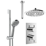 Crosswater Concealed Shower Set Chrome / Ceiling Arm / 200mm Crosswater Design 2 Handle 2 Outlet Shower Set 4 with Rainfall Head and Slide Rail Kit