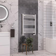 Eastbrook Ladder Rail Eastbrook Wendover Curved Vertical Heated Towel Rail - 800 x 600mm in White