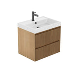 Vado Wall Mounted Vanity Unit Vado Groove Fluted Wall Mounted Two Drawer Vanity Unit with Basin
