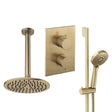 UK Bathroom Store Concealed Shower Set Brushed Brass / Ceiling Arm / 200mm Crosswater Crossbox Shower Set 4 - 2 Outlet with Riser Rail Kit and Fixed Overhead Showerhead
