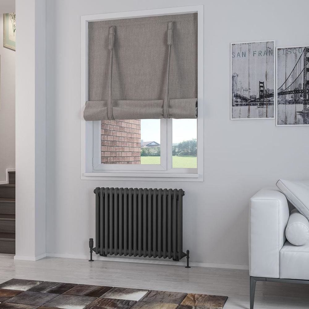 Eastbrook Column Radiator 600 x 833 / Central Heating Eastbrook Rivassa Traditional 2 Column Radiator in Matt Anthracite