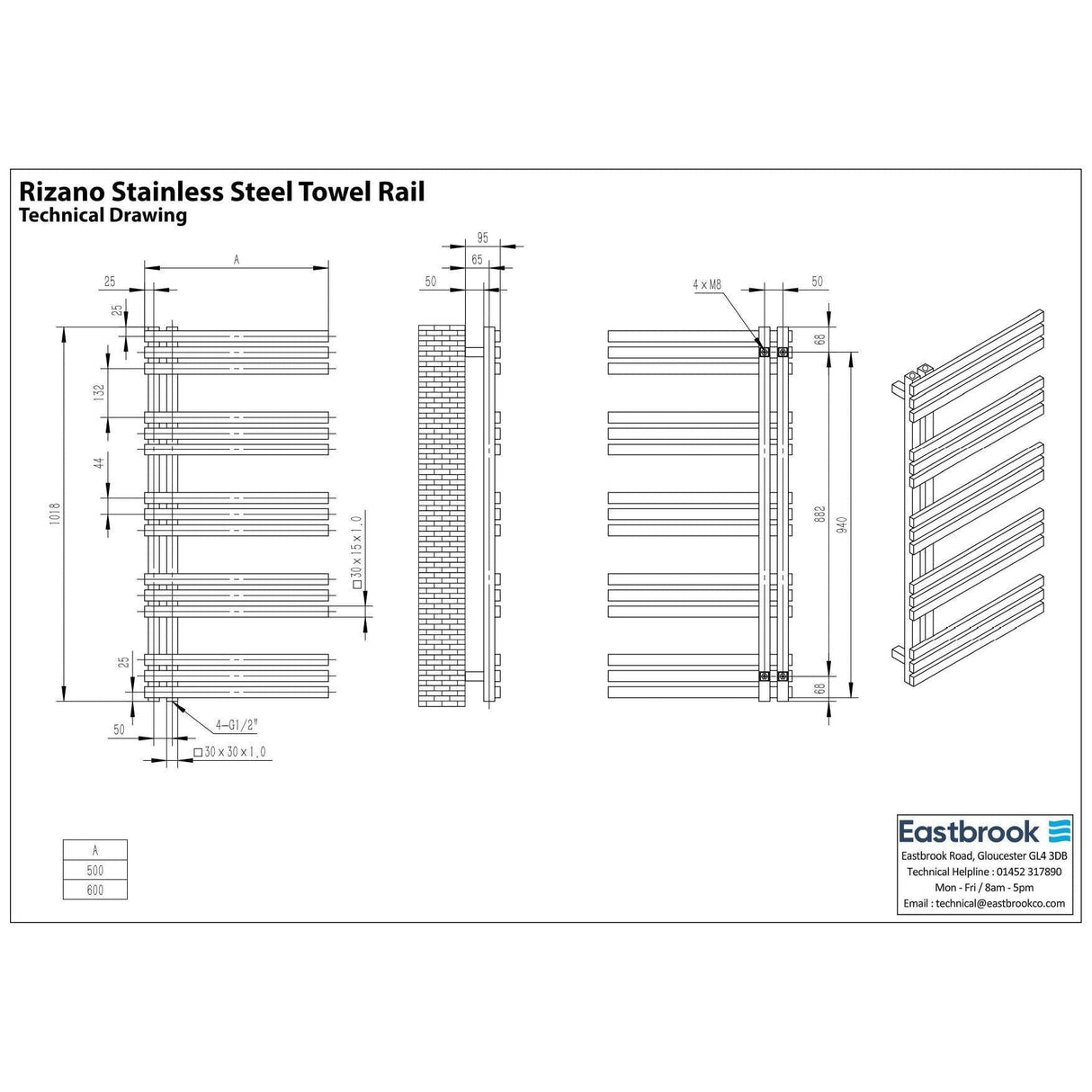 Eastbrook Designer Towel Rail Eastbrook Rizano Designer Radiator