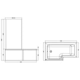 Aquarius Bathrooms L-Shaped Shower Bath Aquarius Urbano L-Shape Square Shower Bath Pack with Screen and Panel