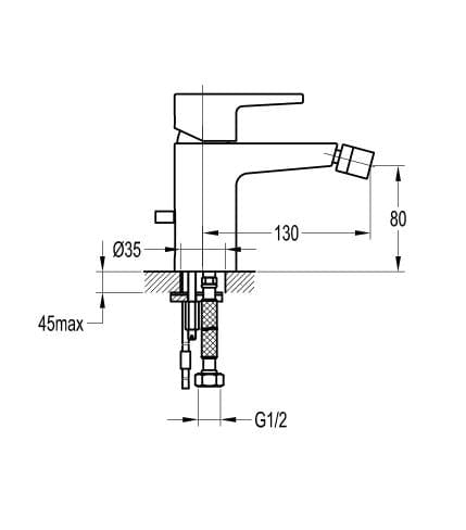 Flova Bidet Tap Flova Dekka Bidet Mixer with Clicker Waste in Diamond Chrome