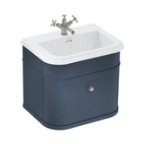Burlington Wall Mounted Vanity Unit Blue / Ceramic Basin - 3 Tap Hole / Brushed Nickel Burlington Chalfont 650mm Wall Mounted Single Drawer Vanity Unit with Basin