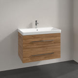 Villeroy & Boch Wall Mounted Vanity Unit Oak Kansas with Chrome Handles Villeroy & Boch Avento Wall Hung Vanity Unit 780mm Two Drawers with Basin