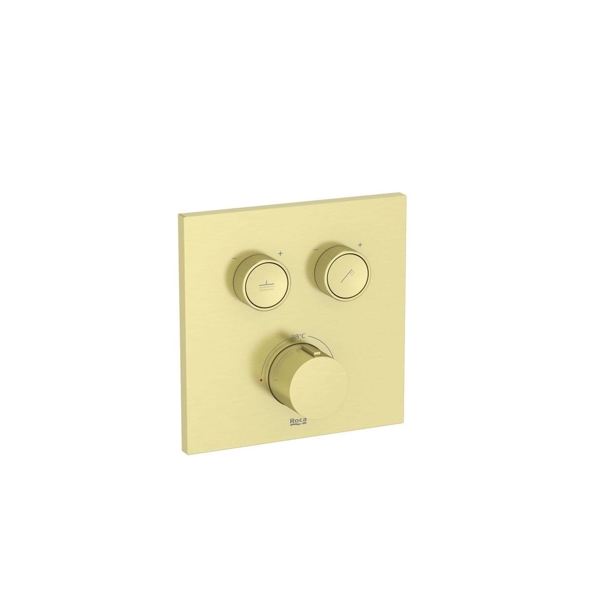 Roca Concealed Shower Valve Brushed Brass Roca T-3000 Square Bath Shower Mixer with Built-In Valve