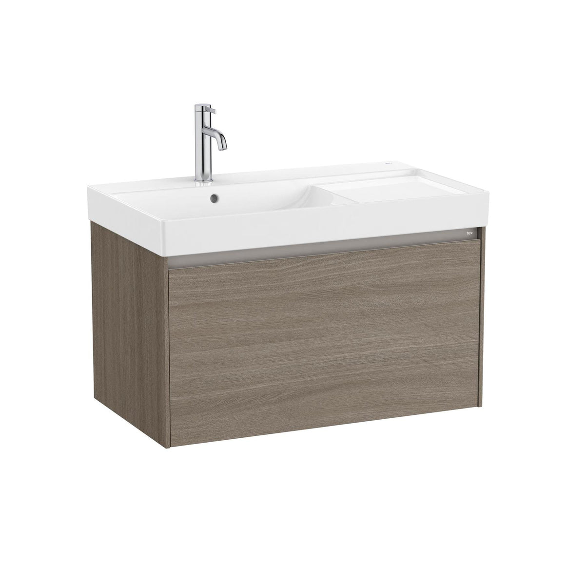 Roca Wall Mounted Vanity Unit Dark Elm / Left Hand Roca Ona 800mm Wall Mounted One Drawer Vanity Unit with Basin