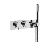 Crosswater Concealed Shower Valve Crosswater MPRO 2 Outlet, 2 Handle Horizontal Concealed Thermostatic Shower Valve with Handset