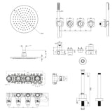 UK Bathroom Store Concealed Shower Set Crosswater Module Shower Set 8 - 2 Outlet with Pencil Handset and Overhead Shower