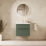 Crosswater Wall Mounted Vanity Unit 600mm / Sage Green Crosswater Glide II Wall Mounted Two Drawer Vanity Unit with Basin