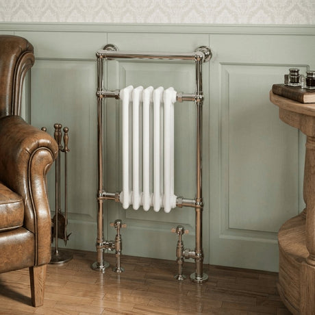 Eastbrook Inset Radiator Eastbrook Avon Straight Vertical Traditional Radiator - 960 x 500mm in Chrome/White