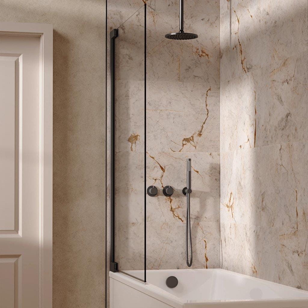 UK Bathroom Store Concealed Shower Set Slate / Ceiling Arm / 200mm Crosswater Module Shower Set 6 - 3 Outlet with Overhead Shower, Handset and Overflow Bath Filler