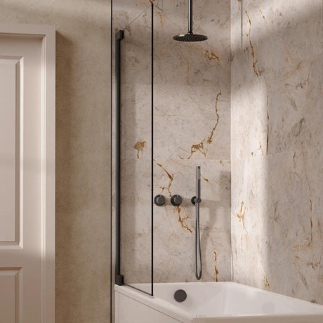 UK Bathroom Store Concealed Shower Set Slate / Ceiling Arm / 200mm Crosswater Module Shower Set 6 - 3 Outlet with Overhead Shower, Handset and Overflow Bath Filler