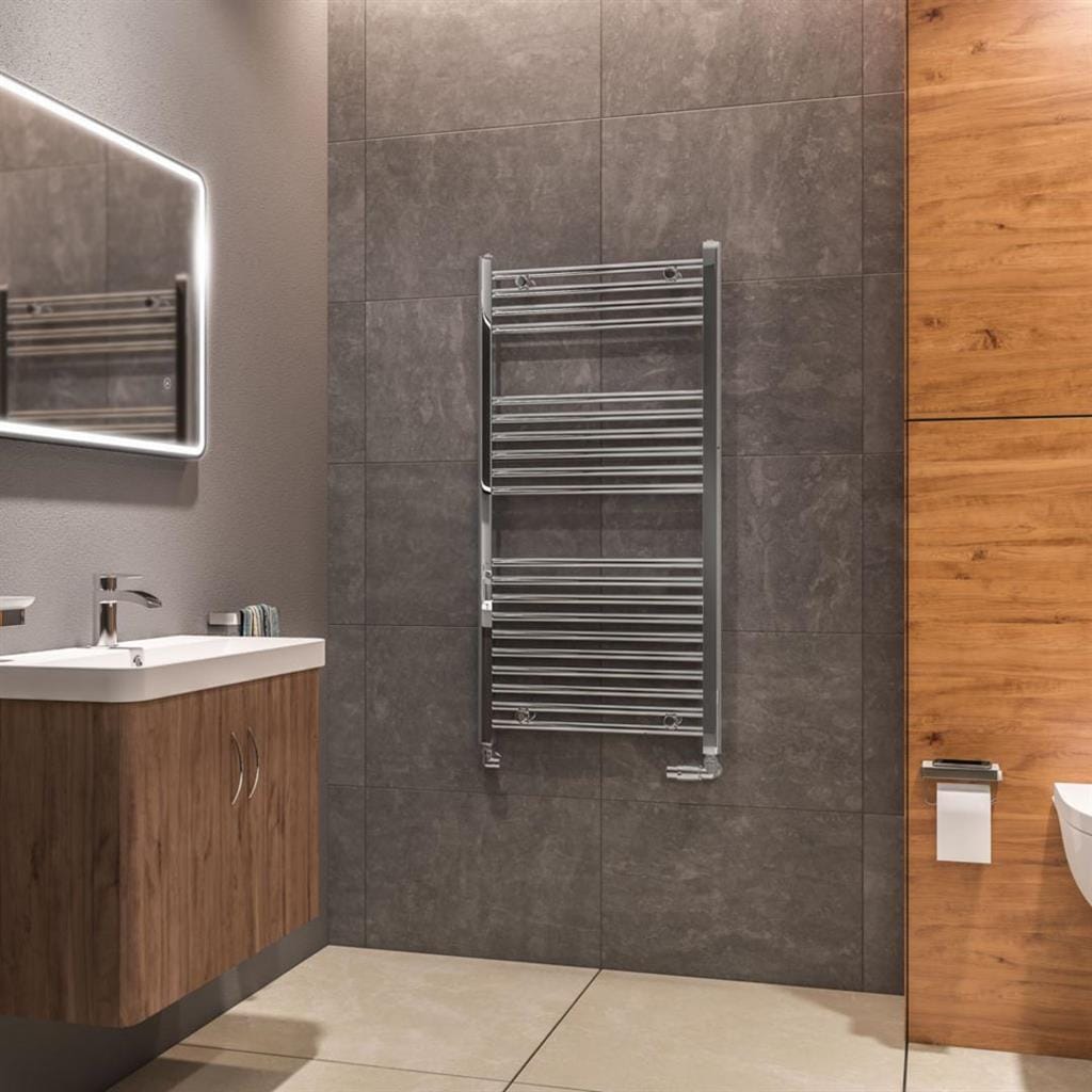 Eastbrook Ladder Rail Eastbrook Westward Vertical Straight Heated Towel Rail - 1200 x 600mm - Chrome