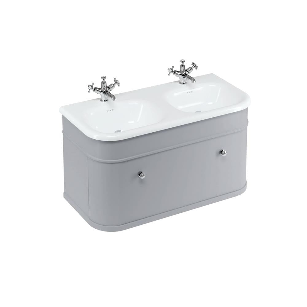 Burlington Double Sink Vanity Unit Burlington Chalfont 1000mm Wall Mounted Single Drawer Vanity Unit with Double Basin